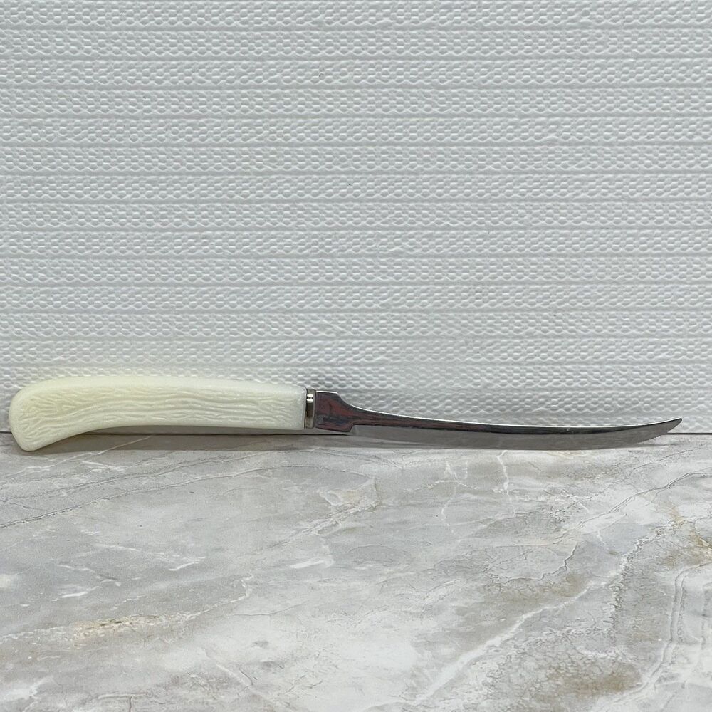 VINTAGE Imperial Stainless U.S.A. Curved Fillet Boning Knife MCM Textured Handle